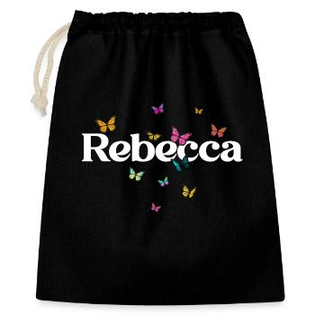 Beau prénom de fille avec des papillons REBECCA - Sac cadeau 40 x 50 cm - noir - Devant