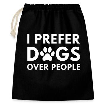 Je préfère les chiens aux humains - Sac cadeau 40 x 50 cm - noir - Devant