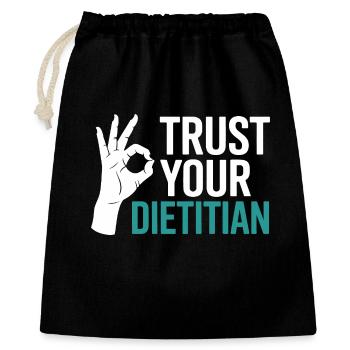 Registrierter Ernährungsberater mit Zertifizierung als Ernährungsberater (Registered Dietitian Certified Counselor) - Geschenkbeutel aus Baumwolle (40 x 50 cm) - Schwarz - Vorne
