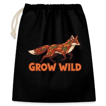 Le patchwork de renard des forêts pousse à l’état sauvage - Sac cadeau 40 x 50 cm - noir - Devant