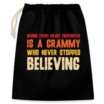 Derrière chaque pompier courageux se cache une Grammy - Sac cadeau 40 x 50 cm - noir - Devant