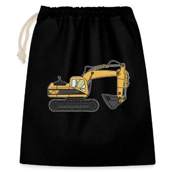 Bagger, Baustelle - Geschenkbeutel aus Baumwolle (40 x 50 cm) - Schwarz - Vorne