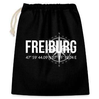 Koordinaten Freiburg - Geschenkbeutel aus Baumwolle (40 x 50 cm) - Schwarz - Vorne