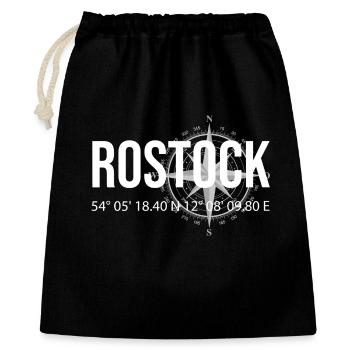 Koordinaten Rostock - Geschenkbeutel aus Baumwolle (40 x 50 cm) - Schwarz - Vorne