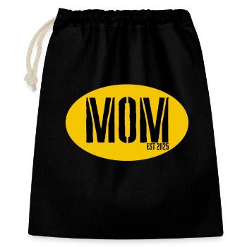 MOM Est 2025 Vintage Oval - Geschenkbeutel aus Baumwolle (40 x 50 cm) - Schwarz - Vorne