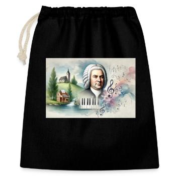Johann Sebastian Bach: Porträt in vielen Malstilen - Geschenkbeutel aus Baumwolle (40 x 50 cm) - Schwarz - Vorne