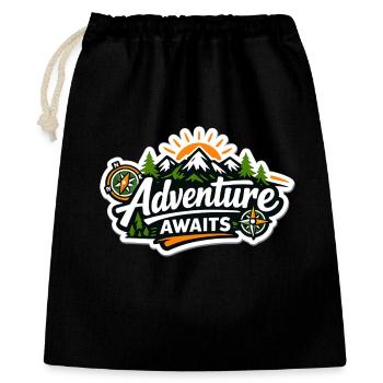 L’aventure attend – Boussole de la forêt de montagne - Sac cadeau 40 x 50 cm - noir - Devant