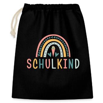 Schulkind - Regenbogen - Geschenkbeutel aus Baumwolle (40 x 50 cm) - Schwarz - Vorne