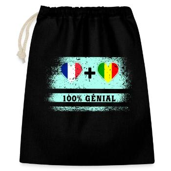 Drapeau France et Mali 100% génial - Sac cadeau 40 x 50 cm - noir - Devant