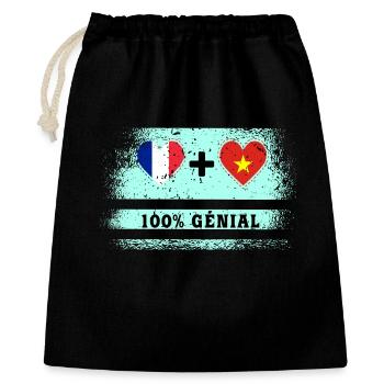 Flagge Frankreich und Vietnam 100% genial - Geschenkbeutel aus Baumwolle (40 x 50 cm) - Schwarz - Vorne