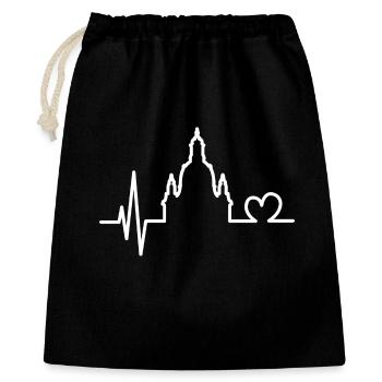 Herzschlag Frauenkirche Dresden Puls Symbol Logo - Geschenkbeutel aus Baumwolle (40 x 50 cm) - Schwarz - Vorne