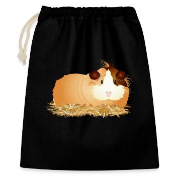 Cochon d’Inde mignon allongé confortablement dans la paille - Sac cadeau 40 x 50 cm - noir - Devant