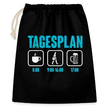 Briefträger TAGESPLAN Paketzusteller Lustig - Geschenkbeutel aus Baumwolle (40 x 50 cm) - Schwarz - Vorne