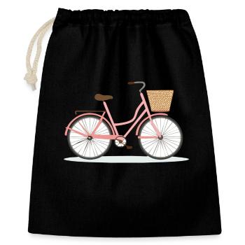 Pink Bicycle with Basket - Gift Bag 40 x 50 cm - black - Front