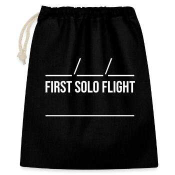 Erster Soloflug – lustiges Geschenk für Luftfahrtliebhaber - Geschenkbeutel aus Baumwolle (40 x 50 cm) - Schwarz - Vorne