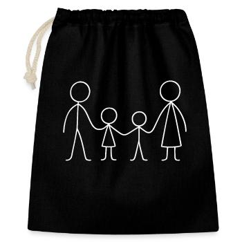 Famille familiale minimaliste Mère Père Famille - Sac cadeau 40 x 50 cm - noir - Devant