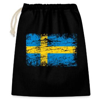 Schwedische Flagge im Vintage-Style - Geschenkbeutel aus Baumwolle (40 x 50 cm) - Schwarz - Vorne