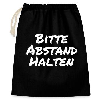 Bitte Abstand halten Morgenmuffel Langschläfer - Geschenkbeutel aus Baumwolle (40 x 50 cm) - Schwarz - Vorne