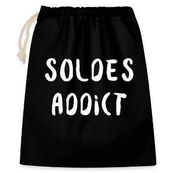 Sale Addict Humor Shopping und Mode - Geschenkbeutel aus Baumwolle (40 x 50 cm) - Schwarz - Vorne