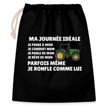 Farm tractor, farmer humor, peasant passion - Gift Bag 40 x 50 cm - black - Front