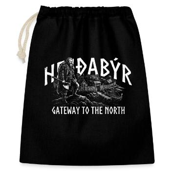 HEIÐABÝR - Gateway to the North - Geschenkbeutel aus Baumwolle (40 x 50 cm) - Schwarz - Vorne