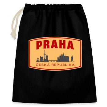 Praha Skyline & ČR Emblem - Geschenkbeutel aus Baumwolle (40 x 50 cm) - Schwarz - Vorne
