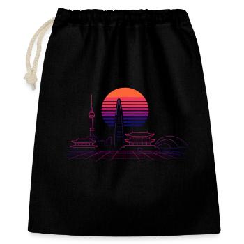 Sonnenuntergang Skyline Neon Asia Seoul - Geschenkbeutel aus Baumwolle (40 x 50 cm) - Schwarz - Vorne