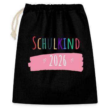 Schulkind 2026 - Geschenkbeutel aus Baumwolle (40 x 50 cm) - Schwarz - Vorne