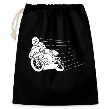 Weißer Biker und Geschwindigkeit - Geschenkbeutel aus Baumwolle (40 x 50 cm) - Schwarz - Vorne