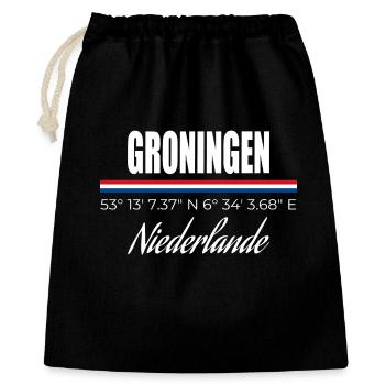 Groningen - Geschenkbeutel aus Baumwolle (40 x 50 cm) - Schwarz - Vorne