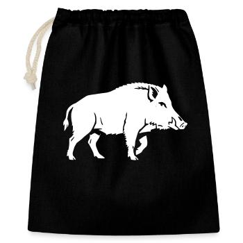 Wildschwein Silhouette Schatten Clean Vektor - Geschenkbeutel aus Baumwolle (40 x 50 cm) - Schwarz - Vorne