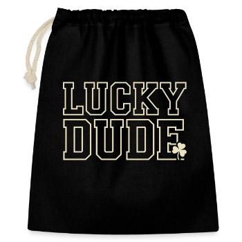 Lucky Dude St. Patricks Day Kleeblatt - Geschenkbeutel aus Baumwolle (40 x 50 cm) - Schwarz - Vorne