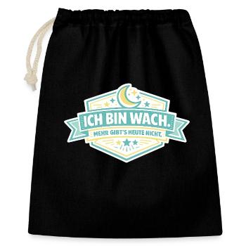 Ich bin wach Badge - Geschenkbeutel aus Baumwolle (40 x 50 cm) - Schwarz - Vorne