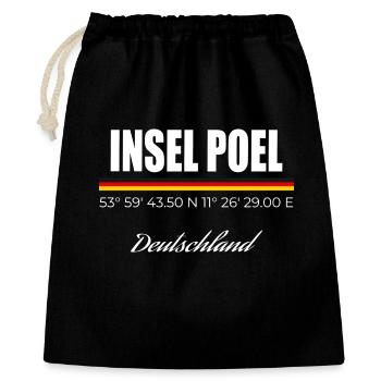 Insel Poel - Geschenkbeutel aus Baumwolle (40 x 50 cm) - Schwarz - Vorne