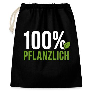 100% Pflanzlich - Vegan Geschenkidee - Geschenkbeutel aus Baumwolle (40 x 50 cm) - Schwarz - Vorne