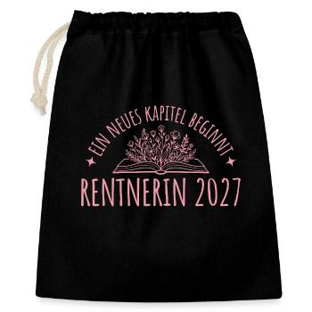 Rente Abschied 2027 Kollegin Neues Kapitel - Geschenkbeutel aus Baumwolle (40 x 50 cm) - Schwarz - Vorne