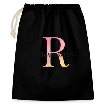 L | Monogramme | Nom | Romana |Aquarelle - Sac cadeau 40 x 50 cm - noir - Devant
