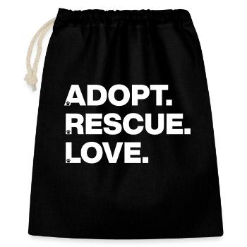 ADOPTIEREN RETTEN LIEBEN TIERLIEBE TIERADOPTION w - Geschenkbeutel aus Baumwolle (40 x 50 cm) - Schwarz - Vorne