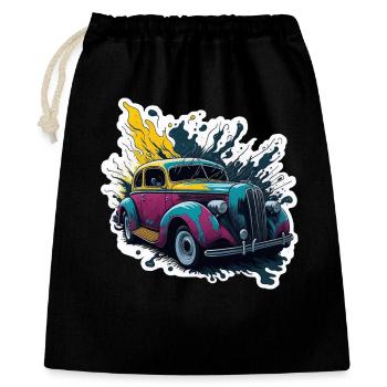 Farbiger Oldtimer Spritzer - Geschenkbeutel aus Baumwolle (40 x 50 cm) - Schwarz - Vorne
