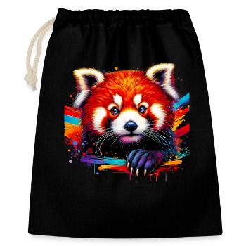 Kleiner Panda - Geschenkbeutel aus Baumwolle (40 x 50 cm) - Schwarz - Vorne