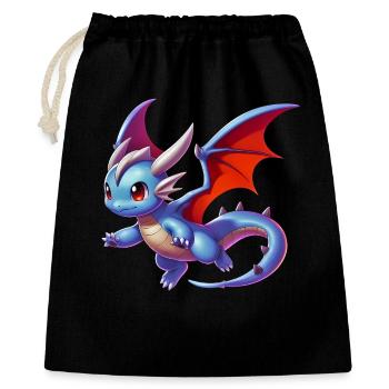 Drache - Geschenkbeutel aus Baumwolle (40 x 50 cm) - Schwarz - Vorne