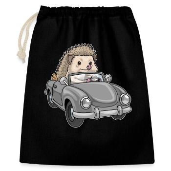Igel Auto - Geschenkbeutel aus Baumwolle (40 x 50 cm) - Schwarz - Vorne