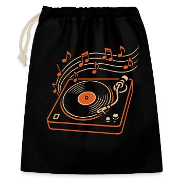 Tourne-disque vinyle pour les mélomanes - Sac cadeau 40 x 50 cm - noir - Devant