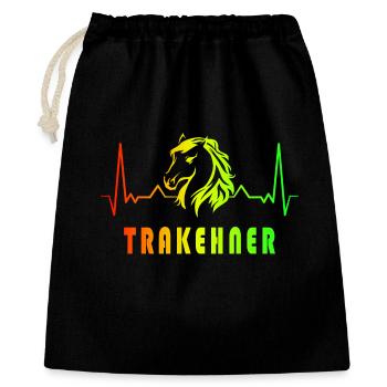 Trakehner Pferde Herzfrequenz Design - Geschenkbeutel aus Baumwolle (40 x 50 cm) - Schwarz - Vorne