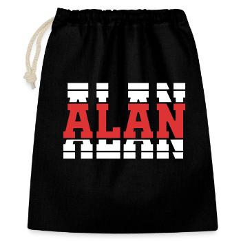 T-Shirt Alan T-Shirt Geschenkidee gestapelter Text - Geschenkbeutel aus Baumwolle (40 x 50 cm) - Schwarz - Vorne
