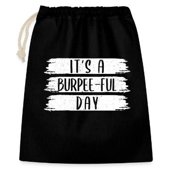 Accros à la salle de sport C’est une journée pleine de burpee Calisthénie - Sac cadeau 40 x 50 cm - noir - Devant