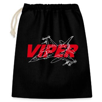 F-16 Viper / Fighting Falcon Düsenjäger / F16 - Geschenkbeutel aus Baumwolle (40 x 50 cm) - Schwarz - Vorne