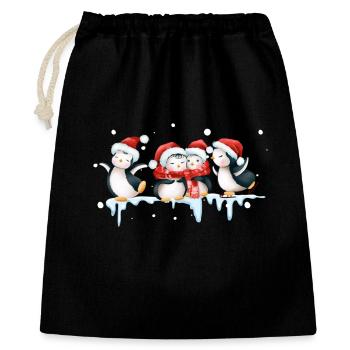 Drôle de pinguin Noël - Sac cadeau 40 x 50 cm - noir - Devant