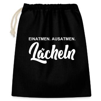 Einatmen - Ausatmen - Lächeln - Geschenkbeutel aus Baumwolle (40 x 50 cm) - Schwarz - Vorne