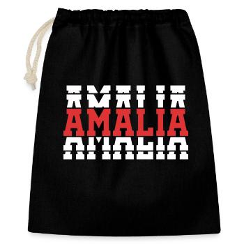 Amalia T-Shirt T-Shirt Geschenkidee gestapelter Text - Geschenkbeutel aus Baumwolle (40 x 50 cm) - Schwarz - Vorne